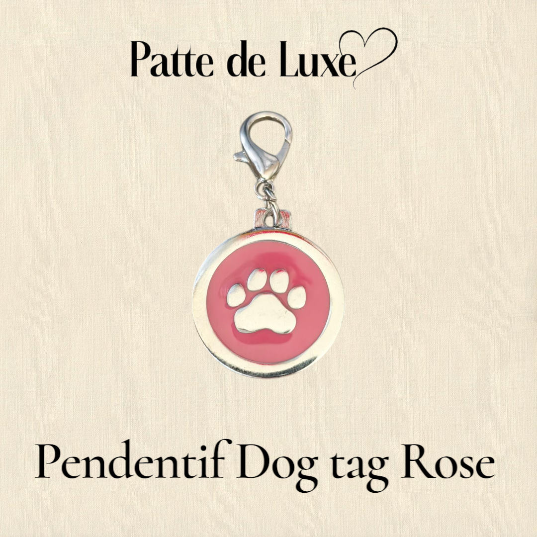 Pendentif Dog tag Rose Patte de luxe