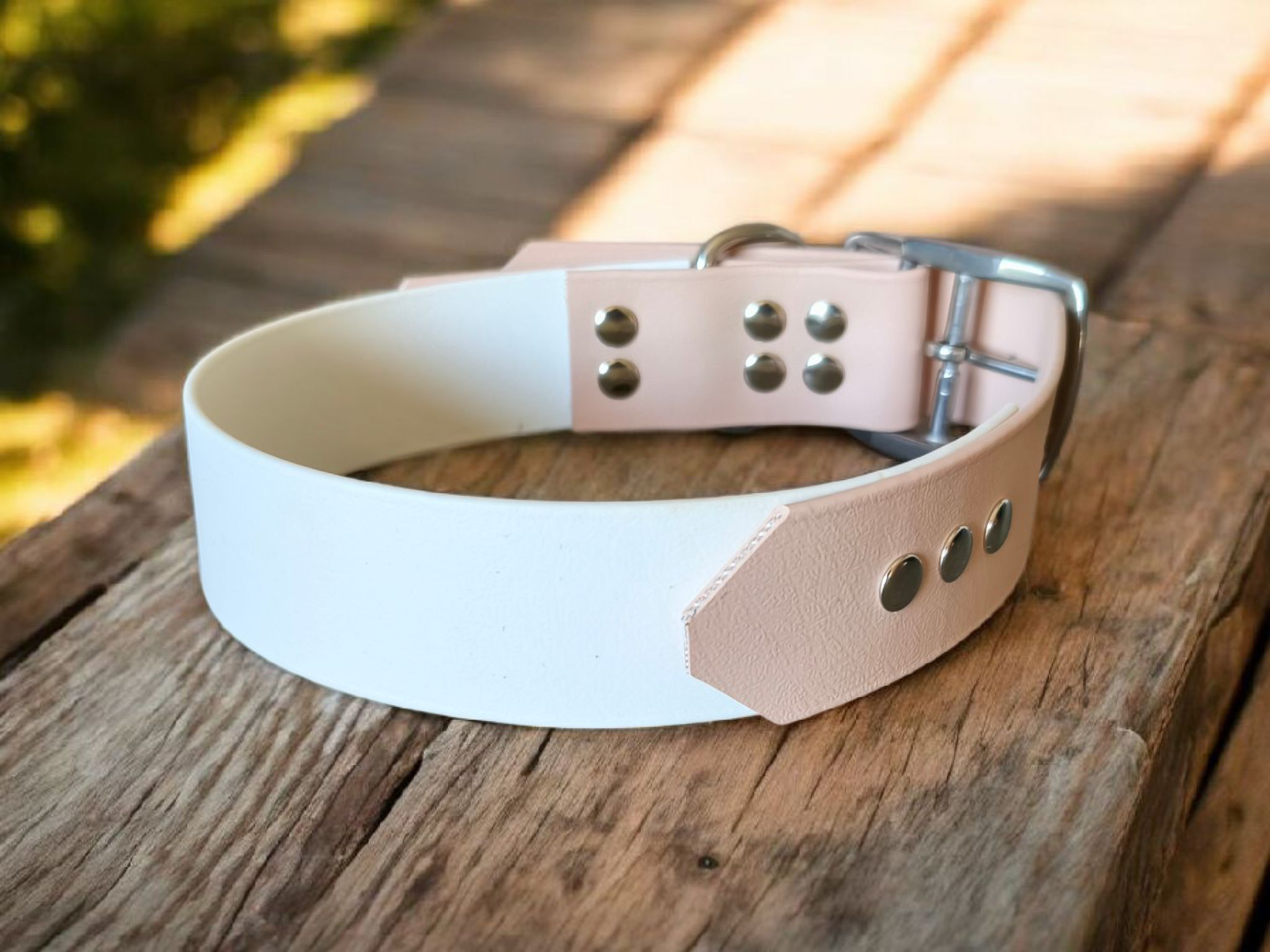 Collier Bicolore personnalisable en biothane beta / 38 mm