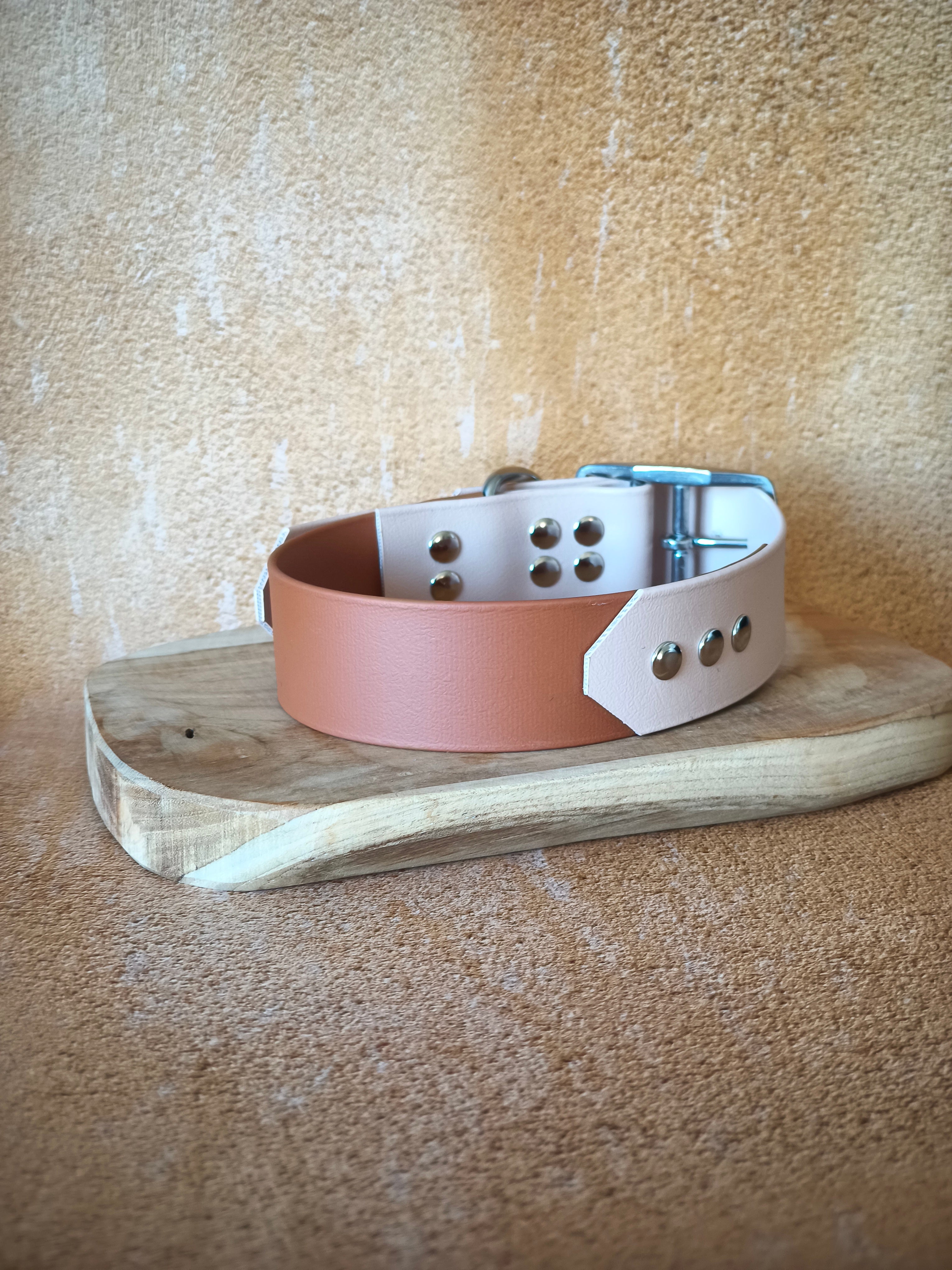 Collier Bicolore personnalisable en biothane beta / 38 mm